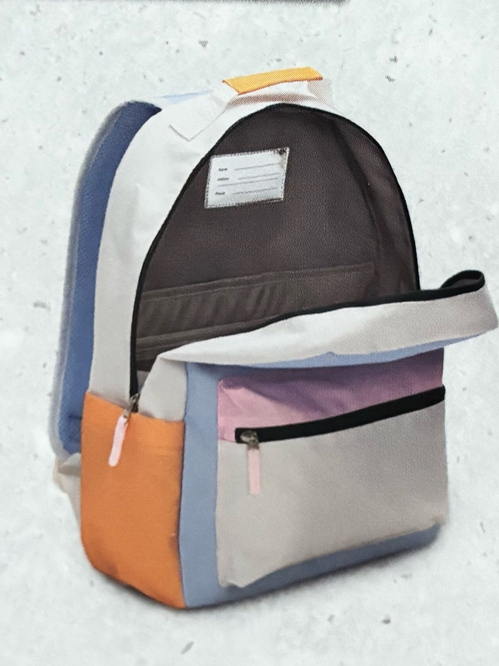 Casual Colorblock Backpack in White, Blue, Orange, Pink